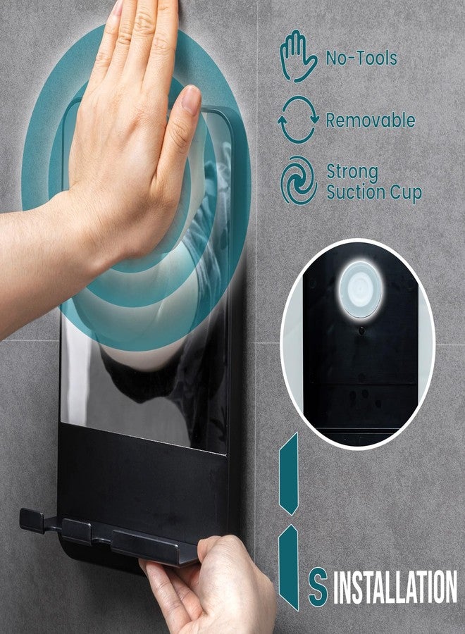 TAILI Shower Mirror Fogless Suction, Shaving Mirror with Razor Holder, Fog Free with Storage Tray, Rust-Proof, Shatterproof, Removable, Bathroom & Shower Accessories, Black - Image 2